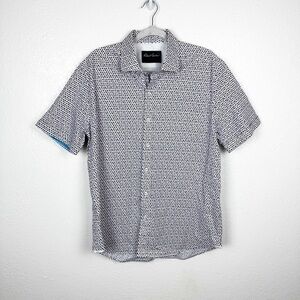 Robert Graham Landen Tailored Fit Shirt Blue Pink Rose Print Cotton Size 2XL